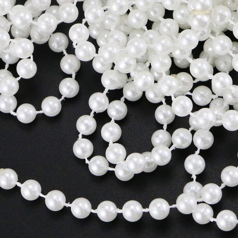 WEOXPR White Faux Pearl Bead Necklaces Bulk,Mardi Gras Beads Necklace,32 Inch Faux Pearl Necklaces for Women ï¼ŒParty Decorations Necklace (20) - Image 5